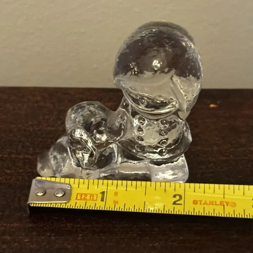 Vintage Clear Glass Girl with Puppy Dog Figurine 2 1/2